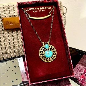 Lucky Brand Turquoise and Gold Layered Necklace
